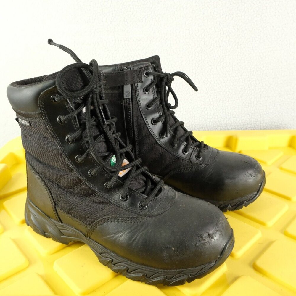 Original Swat Combat Boots Mens 9 Black SA Protective Lace Up Zip Military Work